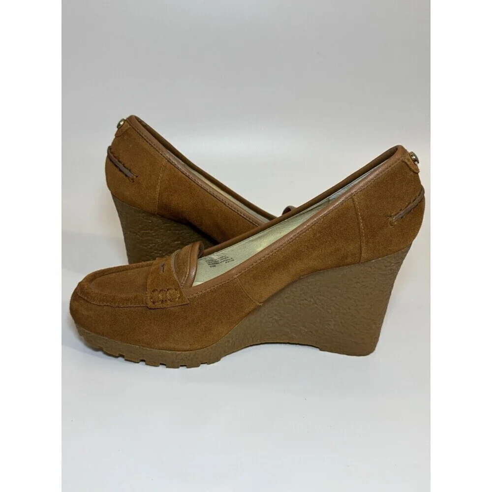 Michael Michael Kors Rory Loafer Wedge Heels Walnut Womens  SIZE 91/2